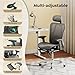 DEVAISE Ergonomic Mesh Office Desk Chair, Retractable Footrest and Adjustable Lumbar Support, Comfy High Back Reclining Computer Gaming Chair, Tilt Function, Heavy Duty, SGS Class 4 Gas Lift, Grey