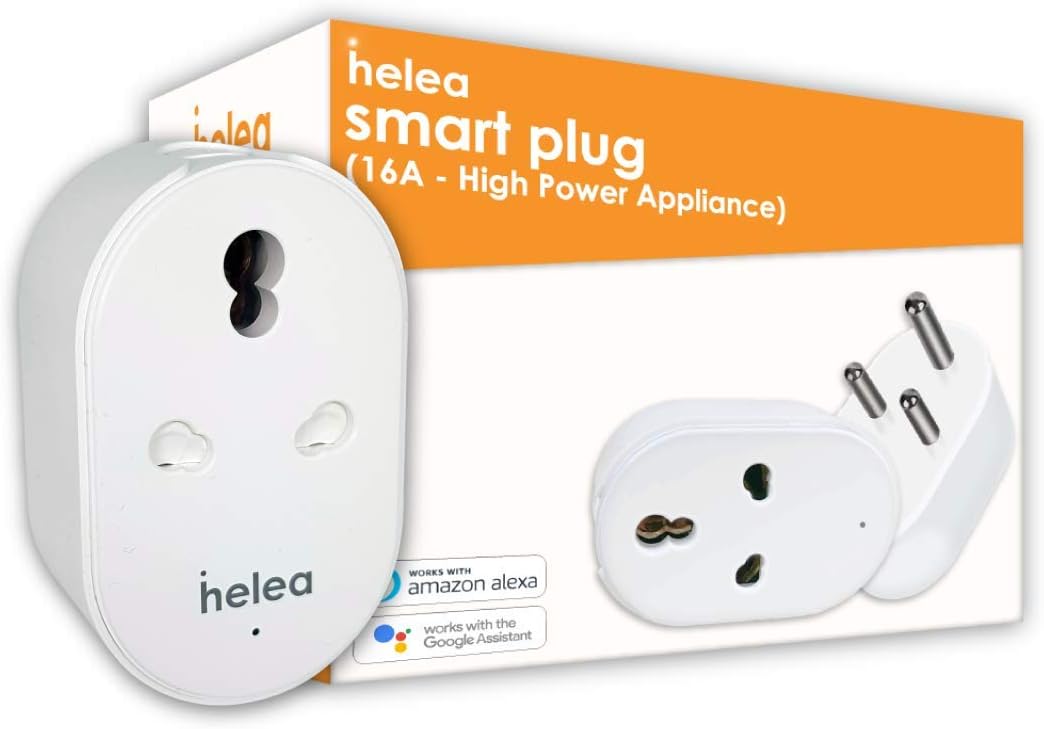 Helea by Pebble 16A Wi-Fi Smart Plug with Energy Monitoring, for High Power Appliances (AC, Geyser, Motor, etc.), Works with Alexa & Google Assistant