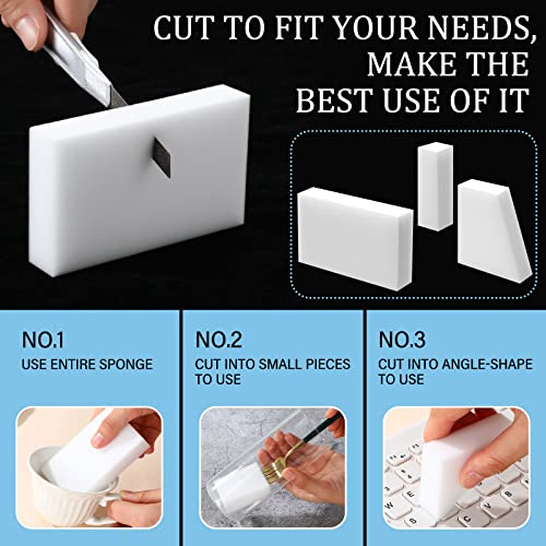 Image of 500 Pcs Magic Sponge Eraser Bulk Foam Sponge Cleaning Pads Multi Surface Household Cleaning Kitchen Dish Sponges Non Scratch Scrub Sponge Pads for Sink Bathtub Floor Bathroom Wall Cleaner