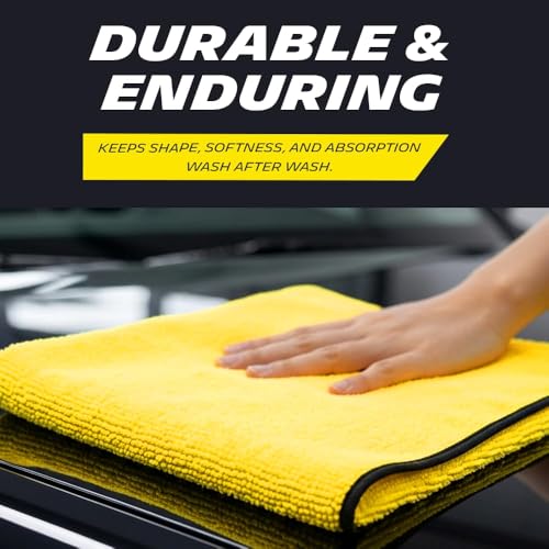 Image of Premium Microfiber Cloth & Soft Detailing Brush | Car Cleaning Kit | Dashboard Dust Cleaner Brush | Scratch-Free Lint-Free Microfiber Towel | Car Interior & Exterior Cleaning Accessories (30*40)(S04)