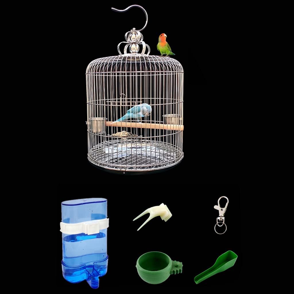 Casa degli uccelli Gabbia per uccelli portatile con design a gancio, Gabbia per uccelli in acciaio inossidabile per storno peonia tordo, Gabbia per uccelli in volo con vassoio inferiore Spazioso