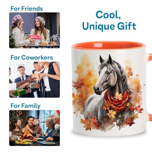 Taza de Cerámica 11oz con Diseño de Caballo para Otoño miniatura 6