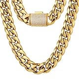 Solid und flexibel: Der hochwertige Verschluss gewährleistet, dass er sicher schließt und sich nicht leicht öffnen lässt. Es ist stark und nicht leicht zu biegen oder zu brechen. So können Sie dieses Cuban Link häufiger tragen, ohne befürchten zu müssen, dass sich die Teile schnell abgenutzt werden. Dieses Iced Out Cuban Chain ist ein Muss für jede Hip-Hop-Schmuck