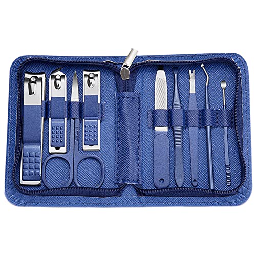 Professional Nail Repair Set Personal Care Nail Set Nail Clipper Set Nail Tools & Luxury Travel Bag for Men & Women Family Friends Gift, Blue (9 Pieces)