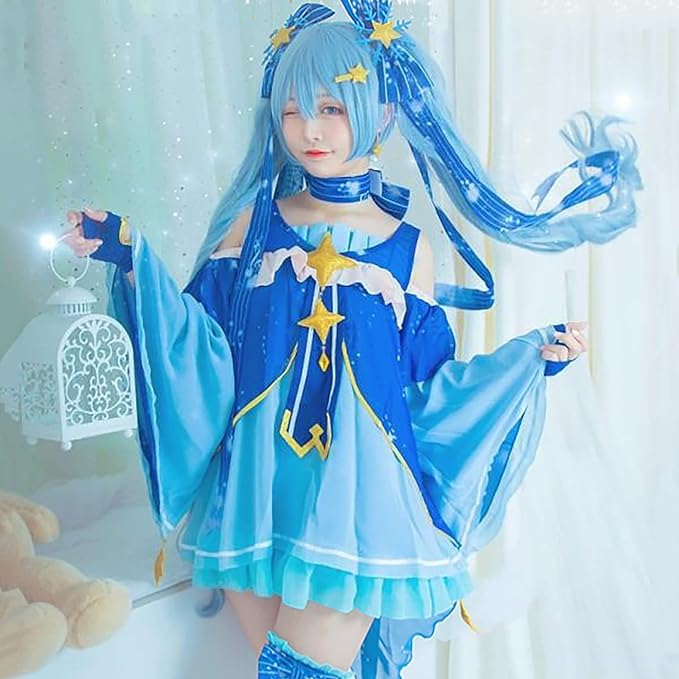 Amazon.co.jp: ウィッグ付き 雪ミク 初音ミク コスプレ 衣装 アニメ