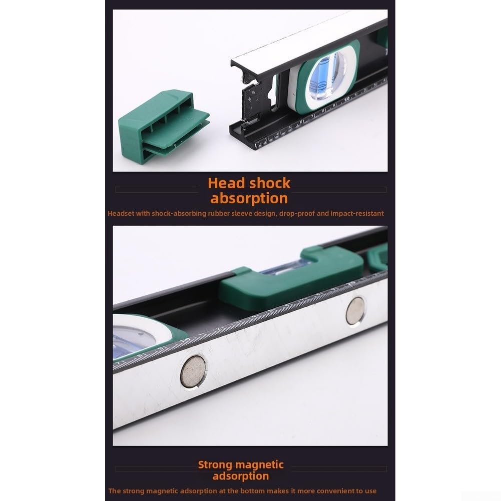 Aluminio fundido sólido de 300 mm para nivel de burbuja con base magnética fuerte, vial de alta burbuja, extremo de goma a prueba de golpes, varios tamaños disponibles, regla de nivel magnética