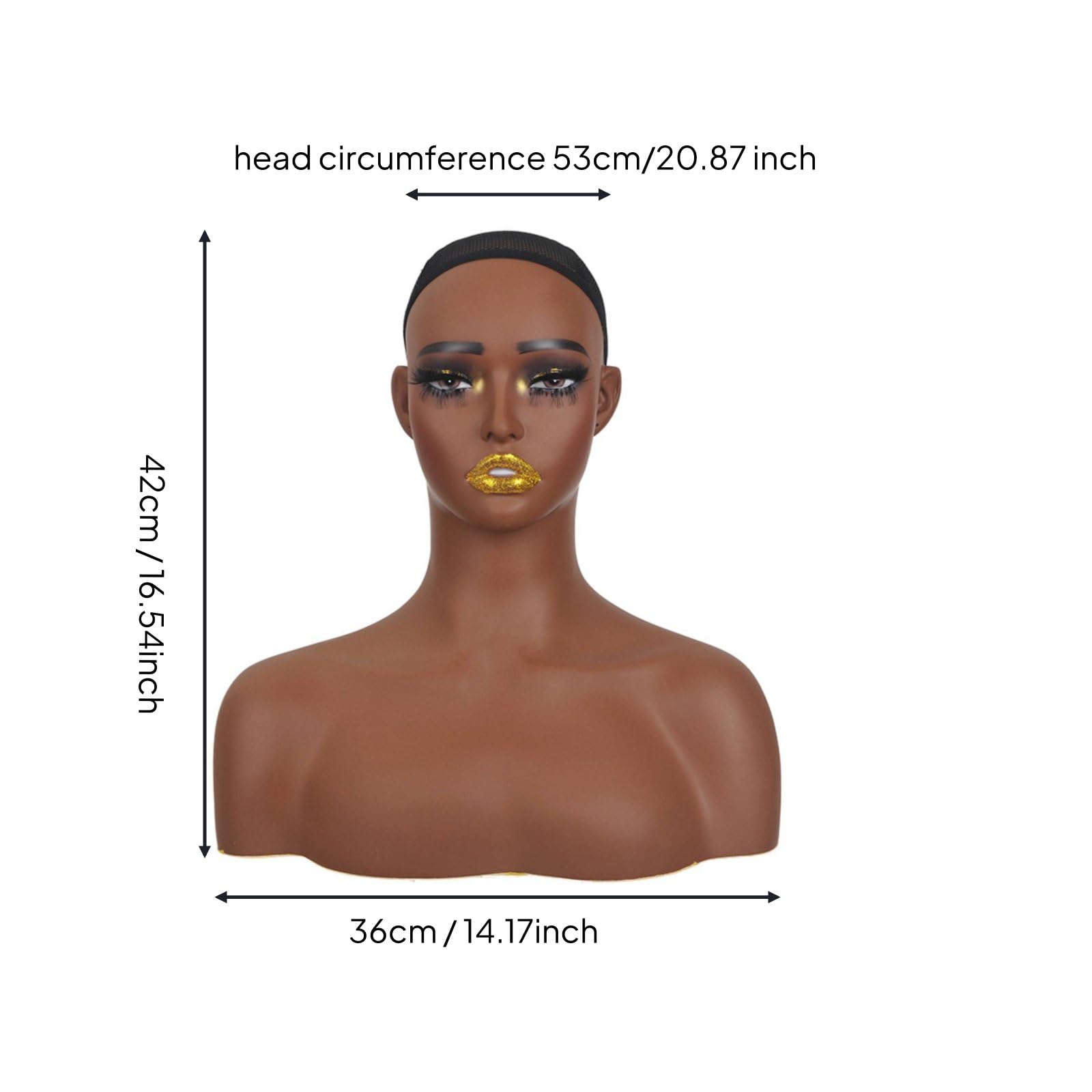 Mannequin Kopf Haar Lebensechte Optik Damenkopfmodell mit Schultern Langes Haarstyling Puppenkopf Haare für Perückenhändler, Friseure