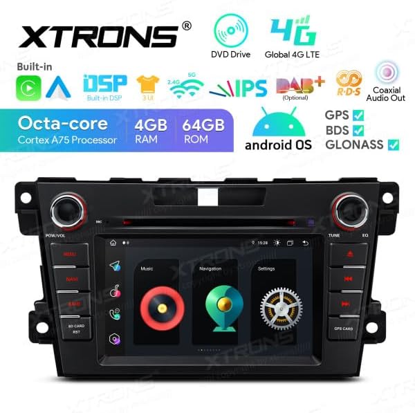 XTRONS IA72CX7M screen displaying a grid of multimedia and system settings icons.