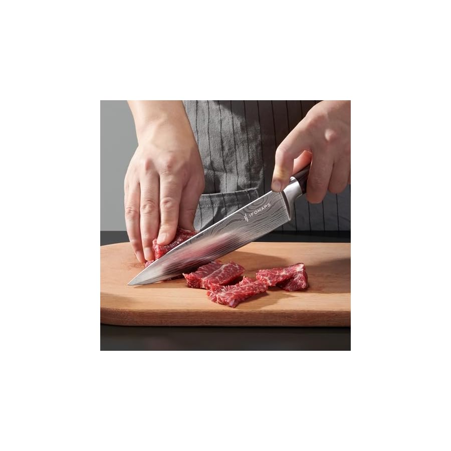 15-Piece Knife Set with Block for Kitchen, with Built-In Sharpener, Stainless Steel Ultra Sharp Blades, Ergonomic Pakkawood Handle, Essentials Chef Knives Set