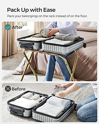 Songmics Luggage Rack, Luggage Rack For Guest Room, Suitcase Stand, Steel Frame, Foldable, For Bedroom, Gold Color Urlr064A01 #TOP2