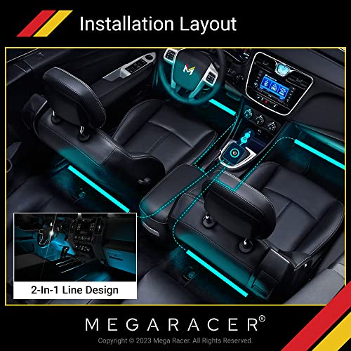 Mega Racer Led Lights For Car Interior - 48 Led Rgb Chips Over 16 Million Customizable Colors, Music Sync And 27 Style Effects Waterproof, App Controlled Iphone Android Compatible, Car Charger Dc 12V #TOP4