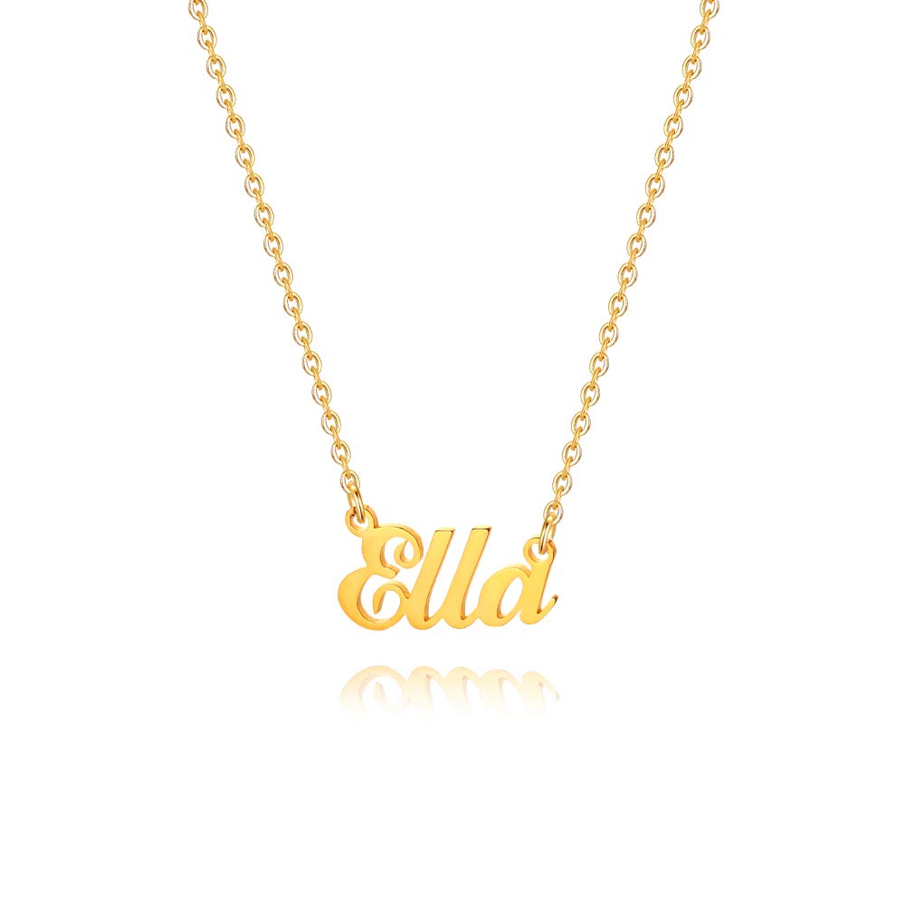 M MOOHAM Gold Custom Name Necklace Personalized - 18K Gold Plated Personalized Name Necklaces for Women, Plate Monogram Necklace Name Necklace