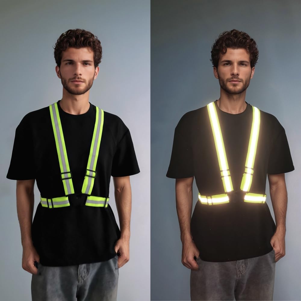 Adjustable Reflective Safety Vest-360° Silver Straps for Cycling,Construction - Image 3