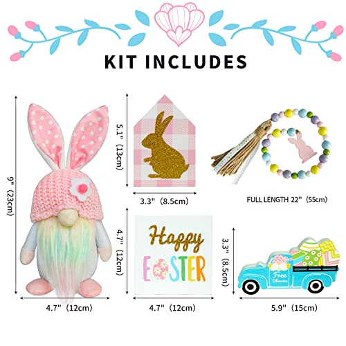 Easter-Decorations-5Pcs-Easter-Gnome-Tiered-Tray-Decor-3-Glitter-Easter-Wood-Signs-Truck-Full-of-Eggs-Easter-Bunny-Gnome-Plush-Spring-Easter-Bead-GarlandRustic-Farmhouse-Spring-Easter-Decor Easter Decorations 5Pcs Easter Gnome Tiered Tray Decor 3 Glitter Easter Wood Signs Truck Full of Eggs Easter Bunny Gnome Plush Spring Easter Bead GarlandRustic Farmhouse Spring Easter Decor