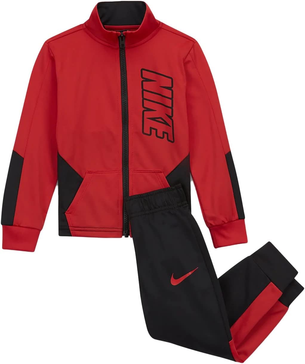 Nike Toddler Boy Dri Fit Full Zip Jacket and Pants 2 Piece Set (Red(76E201-R1N)/B