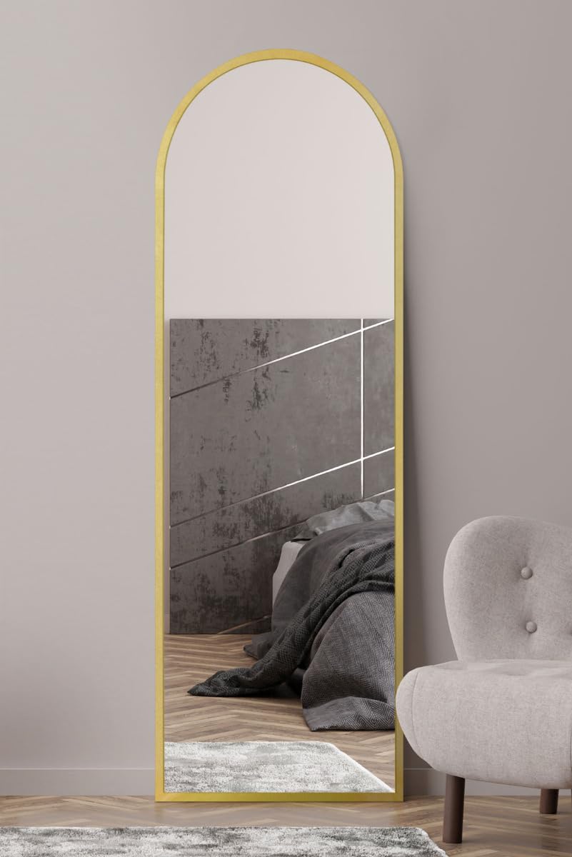 Mirroroutlet ArcusGold Framed Arched Leaner / Wall Mirror 71" X 24" (180Cm X 60Cm) from B&Q