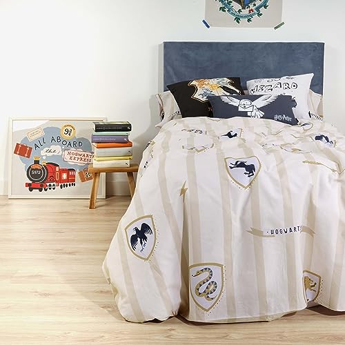 Funda nórdica con botones 100% algodón Modelo Hogwarts Classic Cama de 90 de niños 8