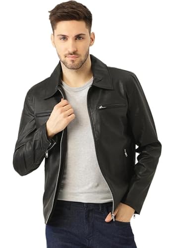 Image of Leather Retail Faux Leather Men's Solid Biker Standard Length Jacket (Lrm33Blme12_Black_M)
