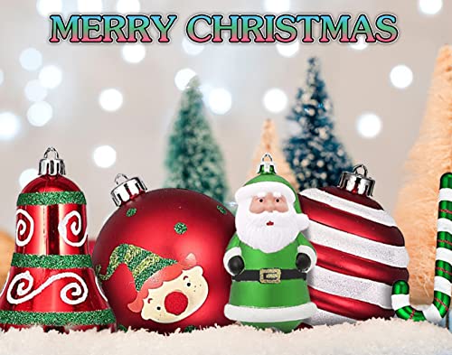 Christmas Ball Ornaments Set, 64 Ct Joyful Red Green White Collection Splendor Xmas Assorted Ornaments, Shatterproof Decorative Hanging Ornaments For Holidays Party Wedding Christmas Tree Decor #TOP1