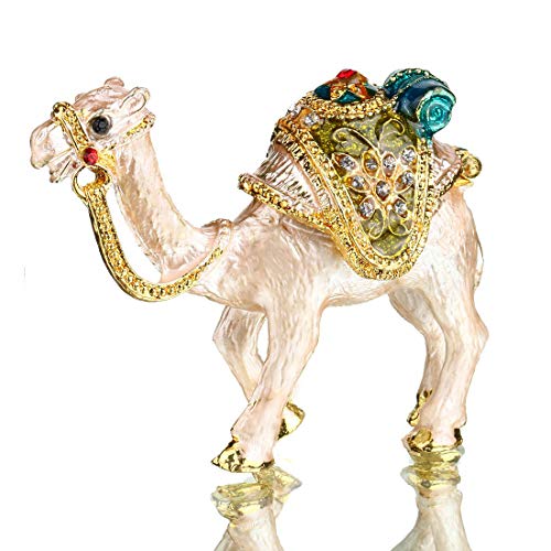 Tiny Cute Camel Figurine Collectible,Hinged Crystal Jeweled Animal Trinket Jewelry Box,Desert Camel Decor Ornament,Camel Lover Gift