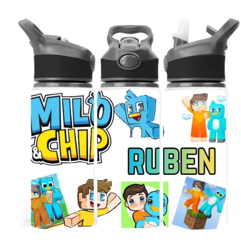 Personalised Water Bottle Mine Icon School Sport Drink Milo and chip Water Bottle 650 ml
