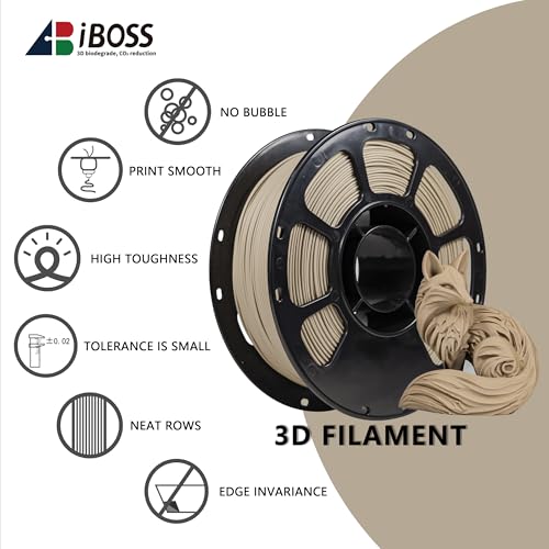 Image of iBOSS Matte PLA Plus Filament Wood Color 1KG, 1.75mm 3D Printer Filament Dimensional Accuracy + /- 0.02mm, 1kg Carboard Spool (2.2lbs) for Most FDM 3D Printers