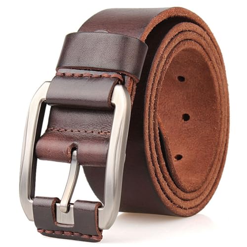 Men's Belt First Layer Cowhide Ring Pin Buckle Extended Vintage Leather Suitable for Formal Casual Business Gift