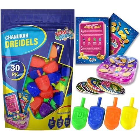 30 Medium Dreidels - Assorted Colors - Classic Chanukah Spinning Draidel Game, Gift and Prize - Bulk Value Pack - by Izzy n Dizzy Cover