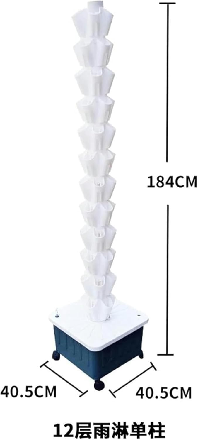 Hydroponics Growing System 8 Layer Garden Hydroponic Growing System Vertical Tower Vertical Planting Tower for Hydroponics in Rain for Fruits, Vegetables, White Indoor Garden
