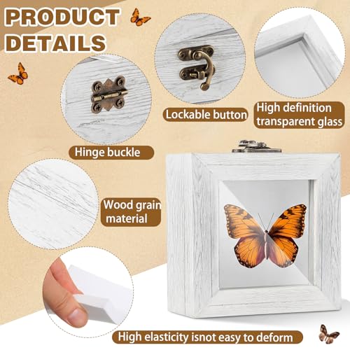 Image of Reallnaive 4 Pcs Insect Pinning Kit 4 inch Wooden Display Case Box, EVA Foam Insect Pinning Board, 100 Bug Pins for Butterfly Specimen Bugs Collection Tools (White)