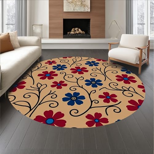 ODIKA Flatwoven High Traffic Area Rug 6, Retro Petal Symphony