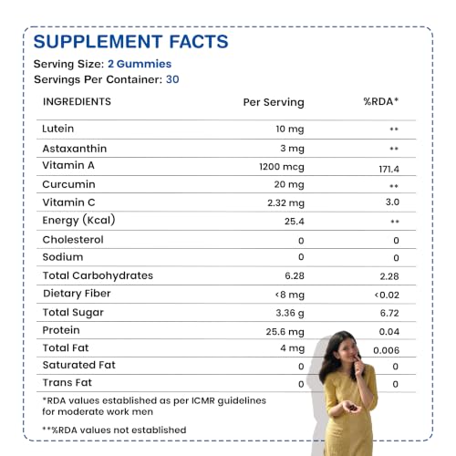 Image of Gut and Beyond Eye Essentials Gummies 60 Count | Lutein and Astaxanthin for Blue Light Protection | Reduces Eye Fatigue and Digital Eye Strain | Vision Clarity | Coffee Flavour