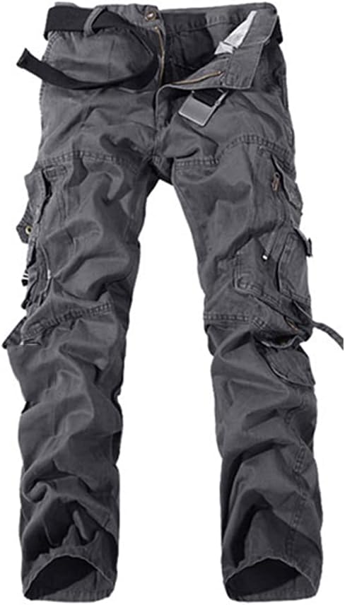 KEHAIOO Military Tactical Pants, Men Multi-Pocket Washed Overalls, Loose Cotton Pants, Male Cargo Trousers