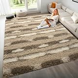 Woottpe 8x10 Feet Area Rugs for Living Room Bedroom,Beige and White Machine Washable Soft Fluffy Shaggy Indoor Rug, Floor Carpet for Girls Boys Kids, Dorms, Nursery Rooms, Home Decor Aesthetic