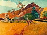 ARTland Qualitätsbilder I Premium Wandbild Paul Gauguin Poster 60 x 80 cm Kunst Epoche: Klassische Moderne Kunstdruck Gemälde Tahitische Landschaft 1891