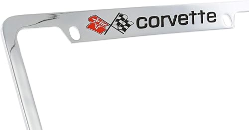 Miniatura 2 de Chevrolet Corvette C3 - Marco de matrícula grabado en la parte superior de metal cromado