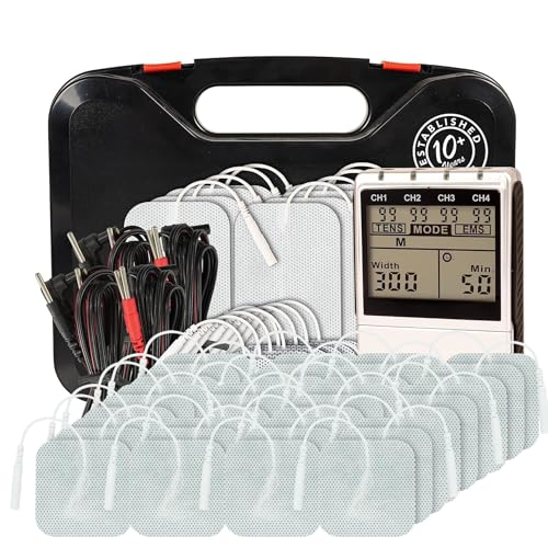 TENS 7000 - Twin Stim Plus TENS Machine and EMS Muscle Stimulator - 4 Channel TENS Unit for Pain Relief with 48 Pack Of Electrodes