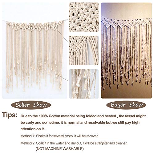 Aerwo Macrame Wall Hanging 39"X 45"(100 X 115Cm) Cotton Handmade Woven Wall Tapestry Large Boho Wedding Backdrop Wall Decoration For Living Room #TOP4