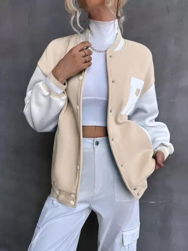 Image of PAKLON Stylish Long Sleeve Letterman Varsity Jacket for Women