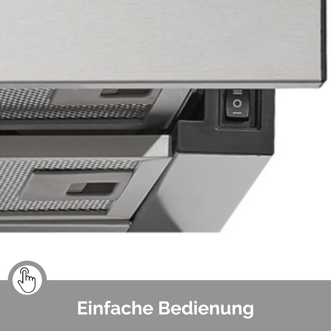 PKM Einbau-Dunstabzugshaube FS 1-60 BSPY 60 cm ausziehbar silber Edelstahlblende Abluft Umluft