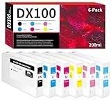 RumbaRex DX100 Ink Cartridges 200ml Set Replacement for Fujifilm DX VIVIDIA Ink Cartridge for Frontier-S DX100 Printer DX-100 Ink 6-Pack (Black Cyan Magenta Yellow Pink SkyBlue)