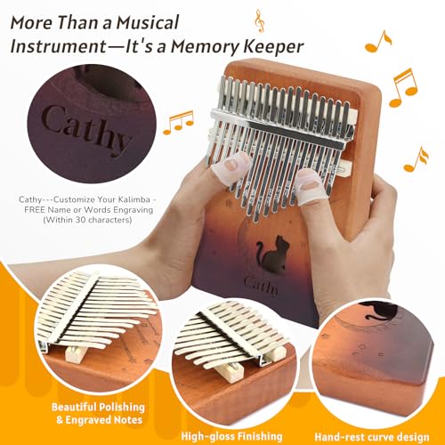 Image of 17 Key Kalimba Thumb Piano, Mbira Instrument,Musical Gift for Kids & Adults