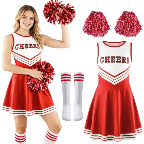 Taechalingo Cheerleader Kostüm Damen,Cheerleadering Outfit,Kostüm Cheerleader,Kostüme für Erwachsene,Cheer Outfit Fasching Party Kostüm Kleid mit...