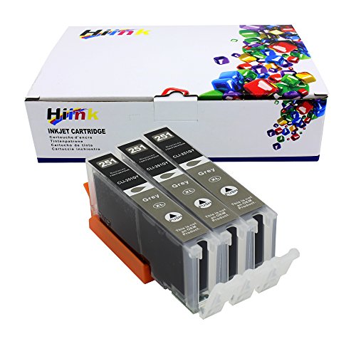 HIINK Compatible ink Cartridge Replacement For Canon CLI-251 CLI-251XL Gray Color High Yield ink use with Canon Pixma iP8720 MG6320 MG7120 MG7520 IP7220(Gray, 3-Pack)