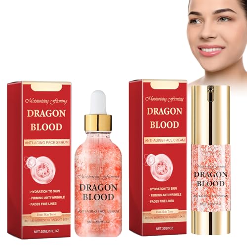 Grgowe Suero Antiarrugas Sangre De Dragón+Crema Facial De Sangre De Dragón,Retinol Placenta Royal Dragon Blood Cream,Crema De Sangre De Dragón De Placenta De Retinol,Reducir Las Líneas De Expresión