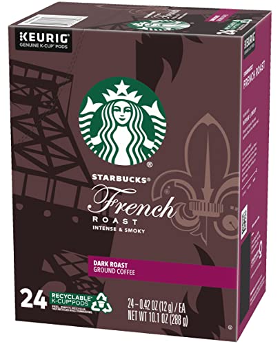 Image of Starbucks French Roast Coffee K-Cup Pods, Dark Roast Ground Coffee K-Cups for Keurig Brewers, Intense & Smoky Flavor, 24 CT K-Cup Pods /Box (Pack of 3 Boxes)
