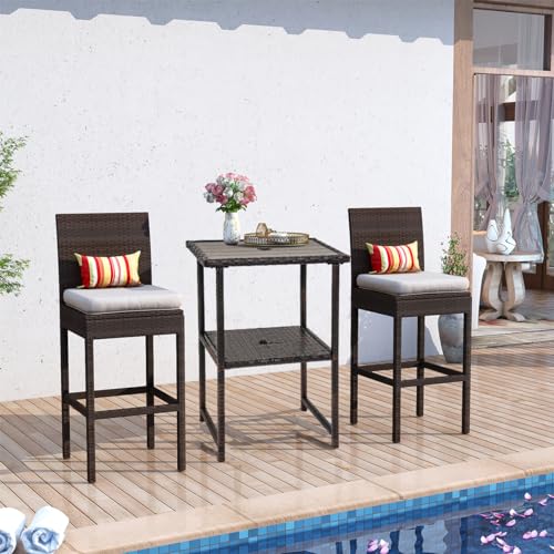 Sundale Outdoor Bar Table, Patio 36 Inch Height Wicker Pub Counter With Umbrella Hole thumb #7