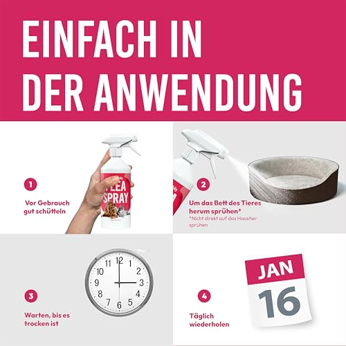 Petsly Flohspray für Wohnung und Möbel - 500 ml - Anti Floh Spray