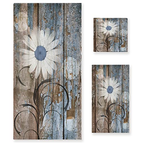 Rustic-Daisy-Bath-Towels-Set-Blue-Brown-Floral-Farmhouse-Spring-Country-3-Piece-Bathroom-Towel-Set1-Luxury-Bath-Towel-1-Hand-Towel-1-Washcloth-Soft-Absorbent-Decorative-Kitchen-Shower-Towel Rustic Daisy Bath Towels Set Blue Brown Floral Farmhouse Spring Country 3 Piece Bathroom Towel Set1 Luxury Bath Towel 1 Hand Towel 1 Washcloth Soft Absorbent Decorative Kitchen Shower Towel