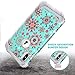 LONTECT Compatible iPhone Xs Max Case Floral 3 in 1 Heavy Duty Hybrid Sturdy High Impact Shockproof Protective Cover Case for Apple iPhone Xs Max 6.5 Display, Flower/Teal